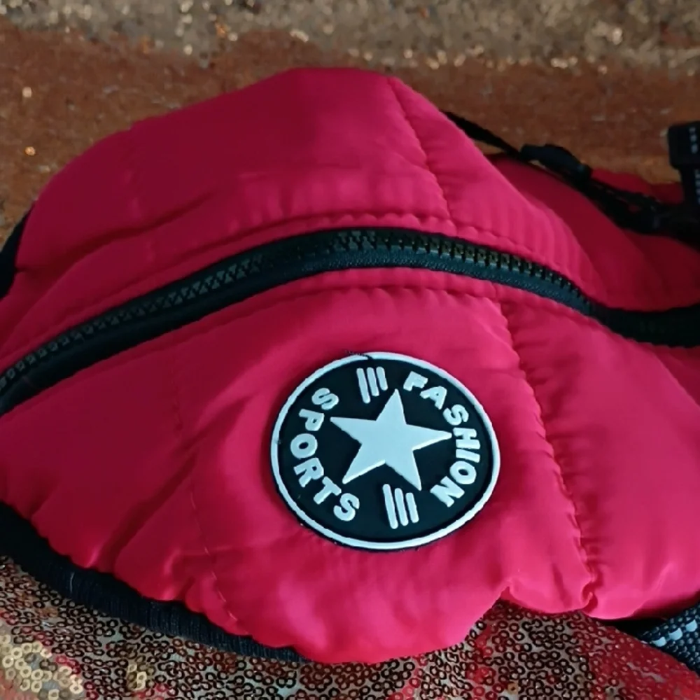 Dog Red Puffer Vest Harness - Sports Patch